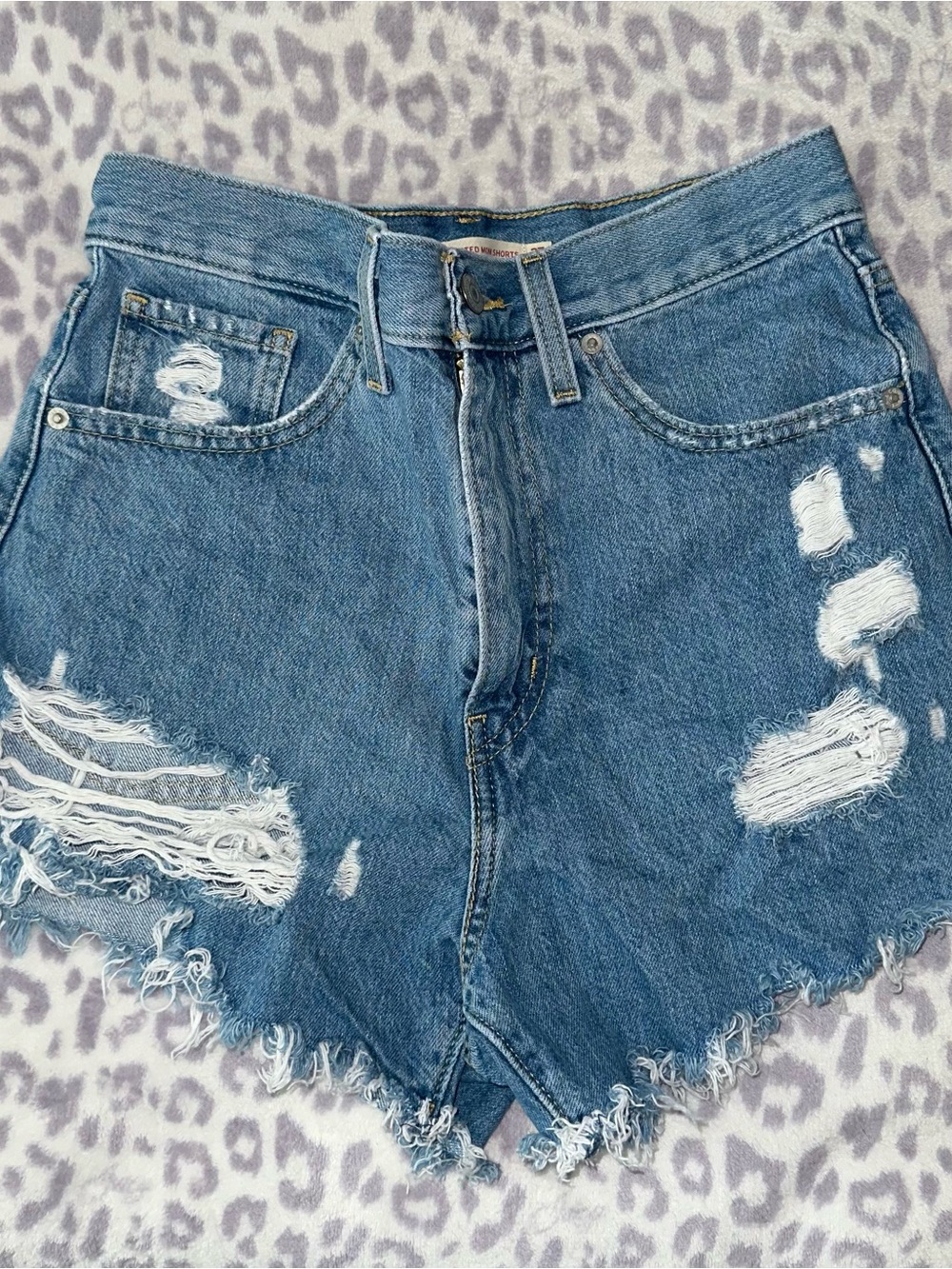 Levi's Distressed Blue Denim Cutoff Shorts